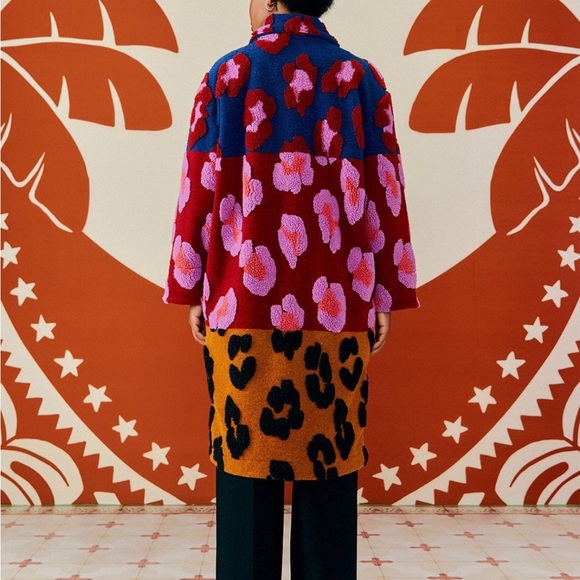 Farm Rio Mixed Leopards Fleece Coat Size M NWT - Picture 3 of 7